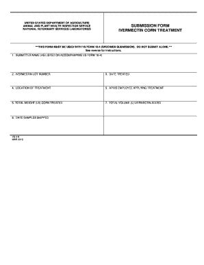 Fillable Online Aphis Usda SUBMISSION FORM CORN TREATMENT Aphis