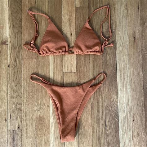 Super Flattering And Cute Light Brown Bikini Set Depop