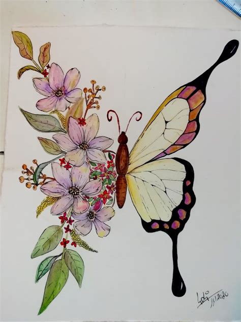 Mariposa Floral Lienzo De Mariposa Mariposas Acuarela Dibujos Con