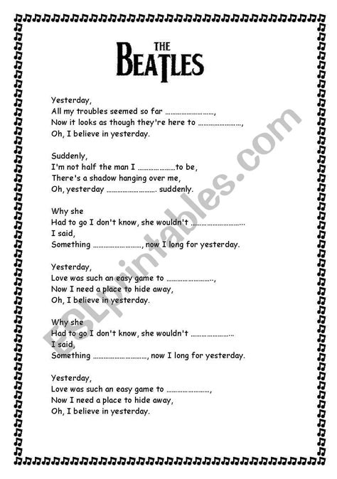 The Beatles ESL Worksheet By Inatsek