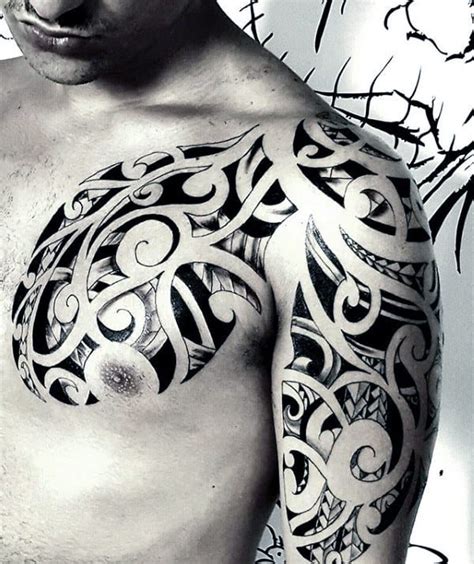 80 Tribal Shoulder Tattoos For Men - Masculine Design Ideas