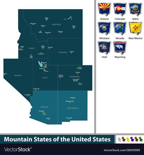 Mountain states of the united Royalty Free Vector Image