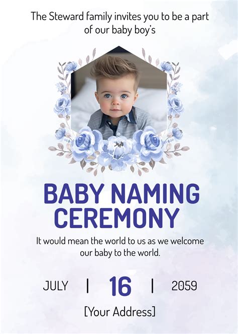 Naming Ceremony Invitation Card For Baby Boy Templates Edit Online