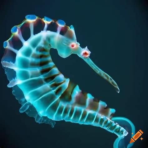 Bioluminescent Aquatic Creature With Seahorse And Jellyfish Features On