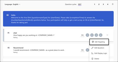 Questions Setup In Program Summary Of Viva Glint Microsoft Learn