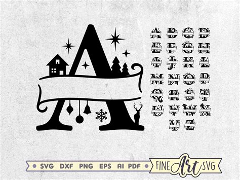 Christmas Split Alphabet SVG Christmas Monogram Svg Etsy Nederland