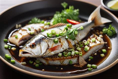 Premium Photo Steamed Fish With Soy Sauce