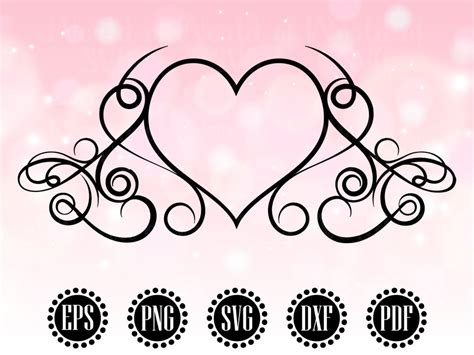 Heart Swirl Svg Flourish Svg Fancy Swirls Clipart Wedding Etsy