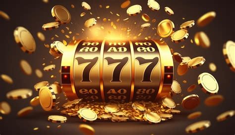 Premium AI Image | Golden slot machine wins the jackpot falling coins ...