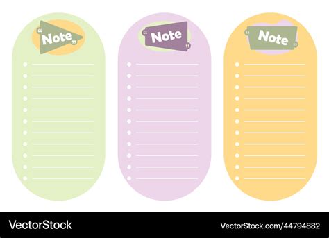 Notes cute agenda and reminder diary page Vector Image