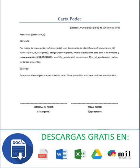 Carta Poder 【 Ejemplos Y Formatos 】word Pdf