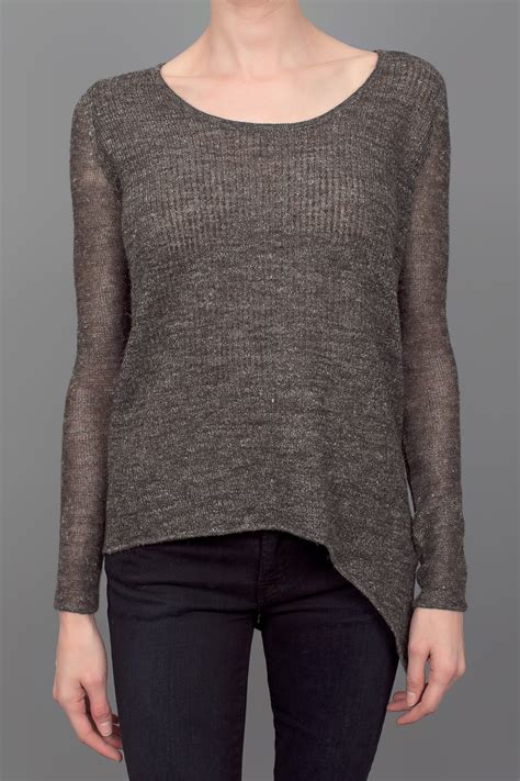 Helmut Lang Side Slit Sweater Grey In Gray Grey Lyst