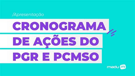 Cronograma De AÇÕes Pgr E Pcmso Software Madu Youtube