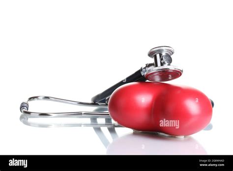 Medical Stethoscope And Heart Isolated On White Stock Photo Alamy