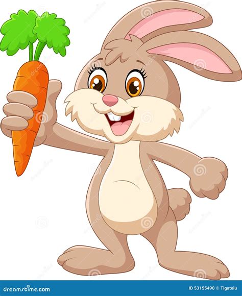 Cartoon Happy Rabbit Holding Carrot Stock Vector Image 53155490