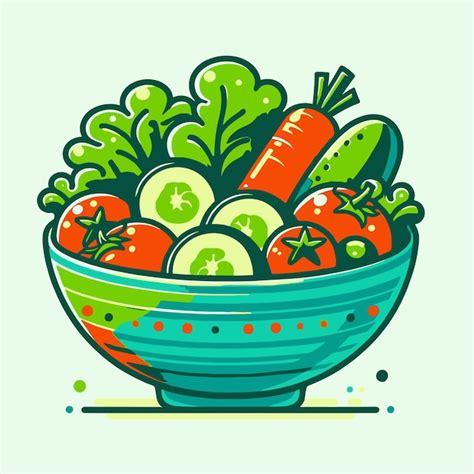 Illustration Of A Vibrant Healthy Salad Bowl Premium Ai Generated Vector