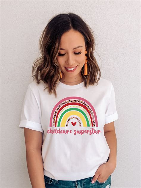 Childcare Superstar T Shirt Rainbow Design Pink Leopard Etsy