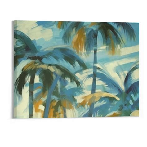 Fenyluxe Palm Tree Canvas Wall Art Bathroom Coconut Leaf Painting