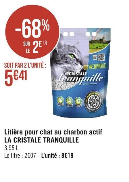 Promo La cristale tranquille litière pour chat au charbon actif chez