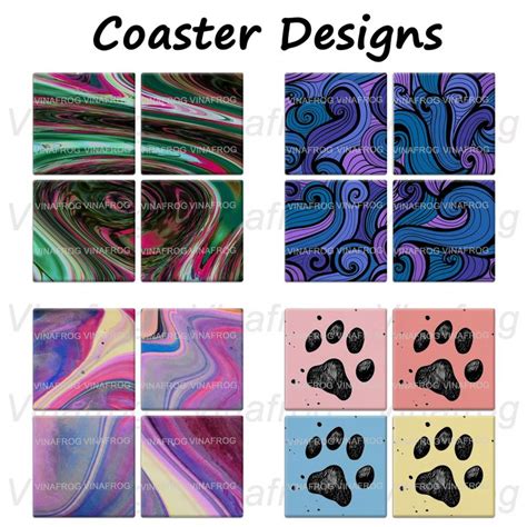 Bundles 160 PNG Square Coasters Designs For Sublimation UV Printing 4