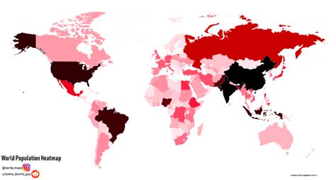 World Population Heat Map | Map, Heat map, World