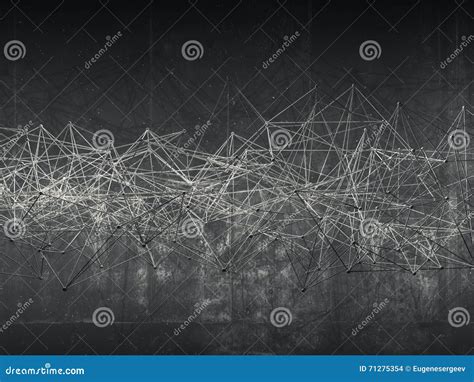 Abstract Wire Frame Mesh Structure Dark Wall Stock Illustration