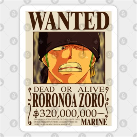 One Piece Anime Roronoa Zoro Wanted Poster Zoro One Piece Sticker