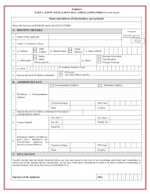 Fillable Online Part I Know Your Client Kyc Application Form For