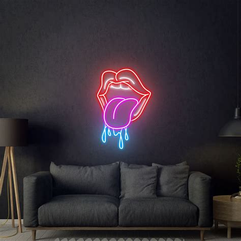 Handmade Dripping Lips Neon Sign Custom Neon Sign Lights Etsy