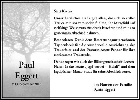 Traueranzeigen Von Paul Eggert Trauer Anzeigen De