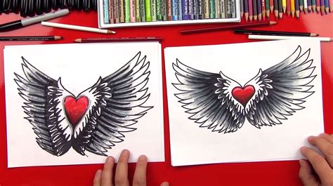 How To Draw A Heart With Wings And A Crown Drawing Crown With Heart