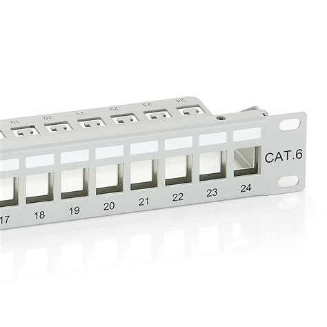 Equip 24 Port Keystone Cat 6 Shielded Patch Panel Light Grey 767124