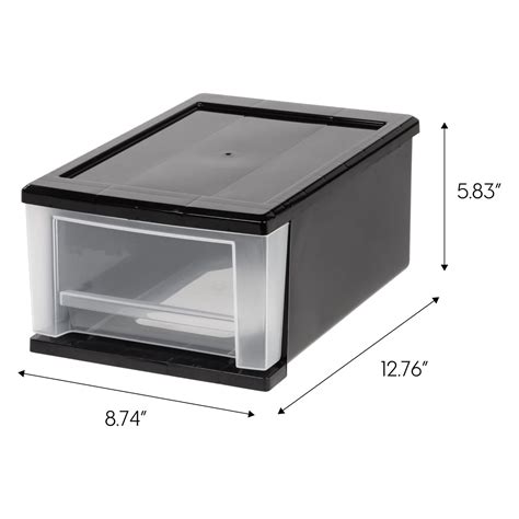 Iris Usa 6qt 8 5 Black Plastic Stacking Storage Box With Drawer 4