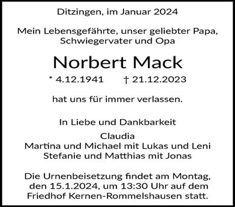 Kondolenzbuch Von Norbert Mack Stuttgart Gedenkt De