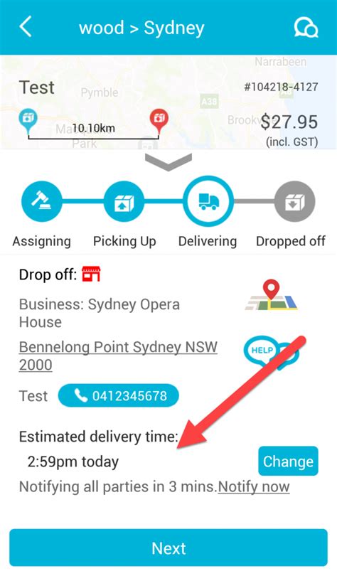 Estimated Delivery Time Update Go People Courier Services Australia