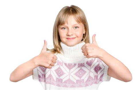 Fille Excited Affichant Des Pouces Vers Le Haut Image Stock Image Du