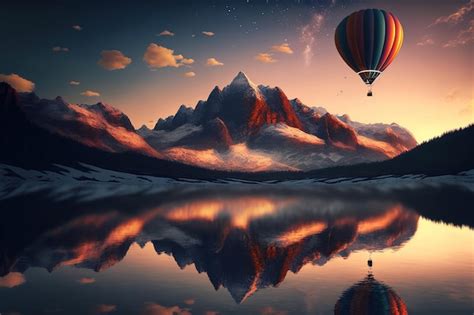 Premium Photo Hot Air Balloon At Sunset