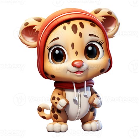 Cute Cheetah With Christmas Clipart Illustration AI Generative 29880796 PNG