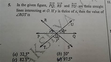 In The Given Figure Pq Rs And Tu Are Three Straight Lines Interectin