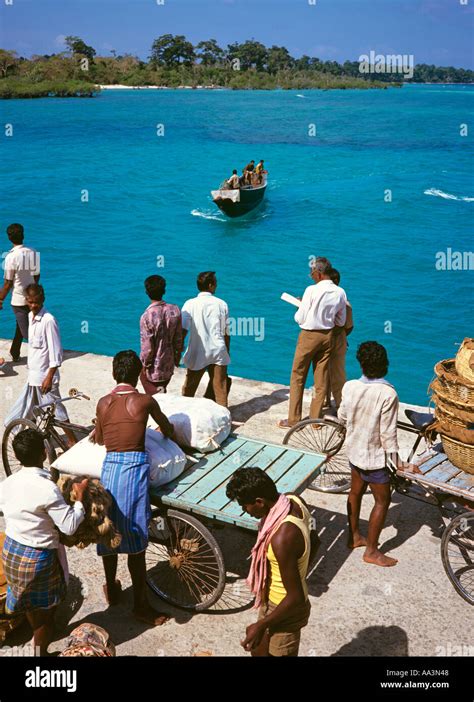 India Andaman Islands Neil Island Crowd Gathered On The Jetty For