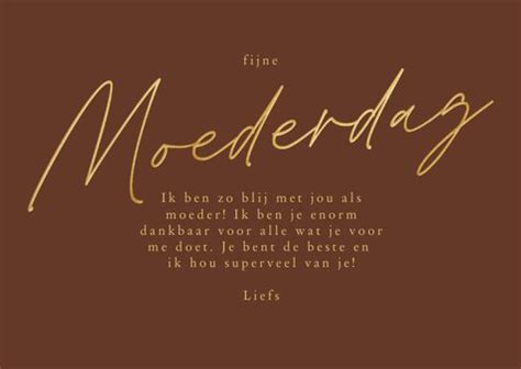 Moederdagkaart Fijne Moederdag Goud Kaartje2go