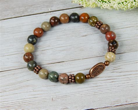 Nature Jewelry Nature Bracelet River Jasper Bracelet Tree - Etsy