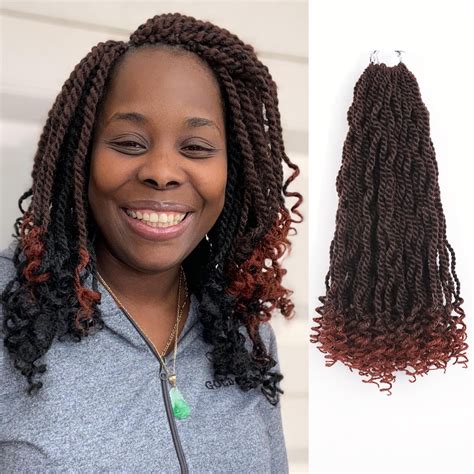 Ginger Crochet Hair 14 Inch Wavy Senegalese Twist Crochet Hair Pre Looped Curly Ends 8 Packs