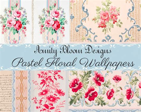 Pastel Floral Wallpaper Antique Wallpaper Vintage Floral Paper - Etsy