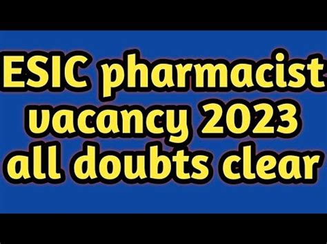 Esic Pharmacist Vacancy Youtube