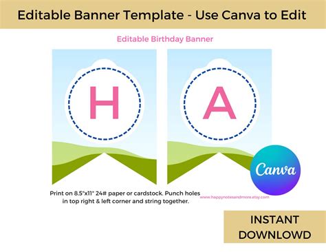 Editable Printable Banner Template for Canva Instant Hanging Flag ...