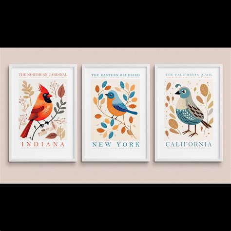 50 State Birds Gallery Wall Set All 50 States Bundle Bird Etsy