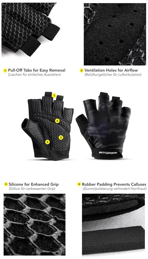 Fitgriff Workout Gloves Padded For Men Women Fingerless Gym