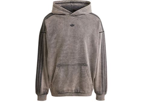 Adidas Premium Essentials Retro Washed Hoodie Black Mens Ss25 Us