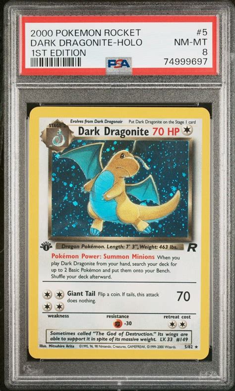 Dark Dragonite 5 82 Holo Team Rocket 1st Edition PSA 8 Pokemon Card